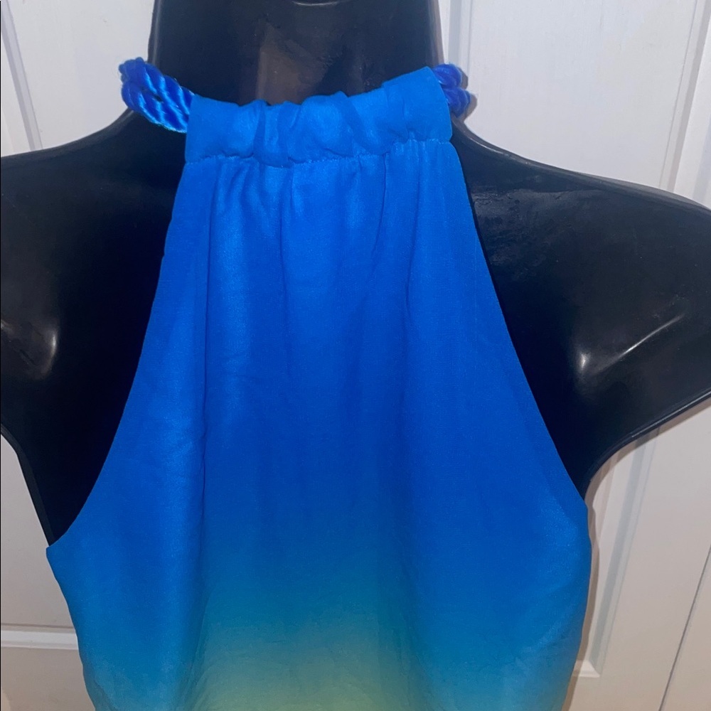 Lauren Ralph Lauren Gradient Blue and Yellow Halter Top - Picture 6 of 9